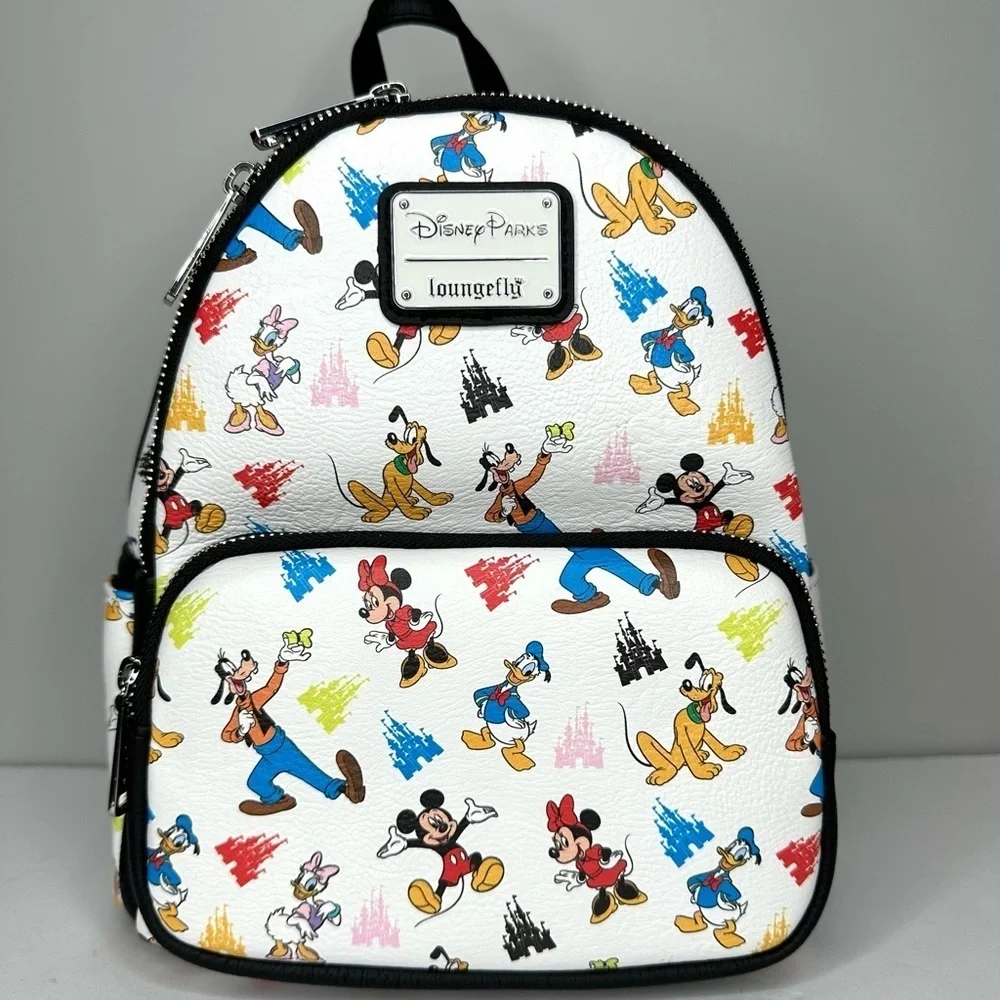 Loungefly Disney Parks Fab 5 Mickey Minnie Goofy Donald Pluto Mini Backpack